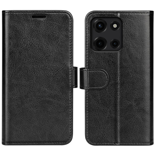 Moto G 2025 R64 Texture Horizontal Flip Leather Phone Case - Black